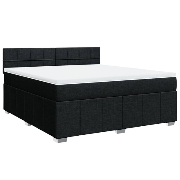 vidaXL Sommier &agrave; lattes de lit avec matelas Noir 180x200 cm Tissu