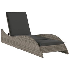 vidaXL Chaise longue avec coussin gris 60x205x73 cm r&eacute;sine tress&eacute;e