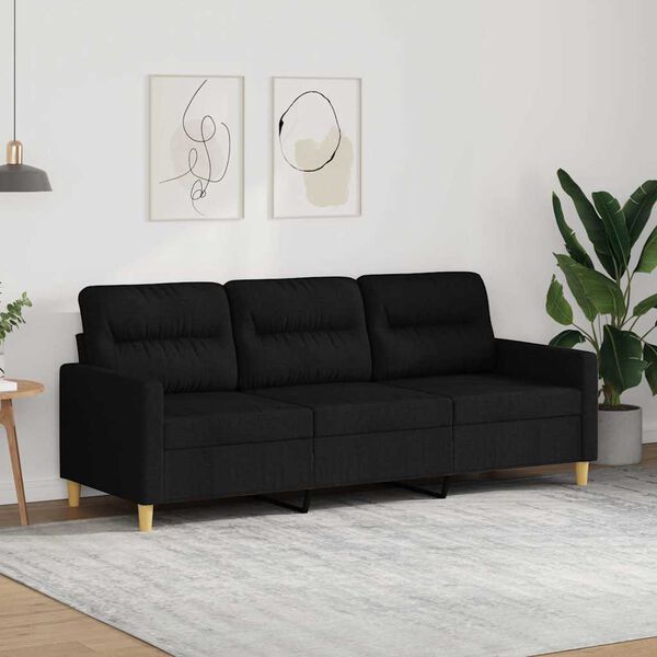 vidaXL Canap&eacute; &agrave; 3 places Noir 180 cm Tissu
