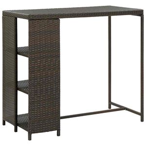vidaXL Table de bar avec rangement Marron 120x60x110 cm R&eacute;sine tress&eacute;e