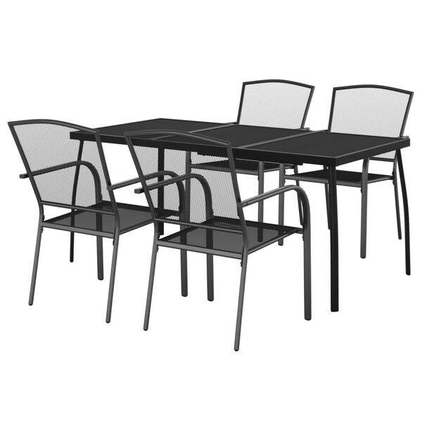 vidaXL Ensemble à manger de jardin 5 pcs anthracite acier