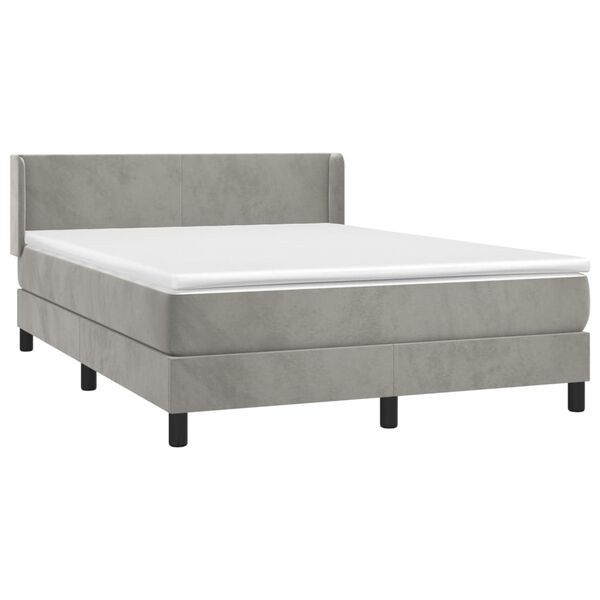 vidaXL Sommier &agrave; lattes de lit et matelas Gris clair 140x200cm Velours