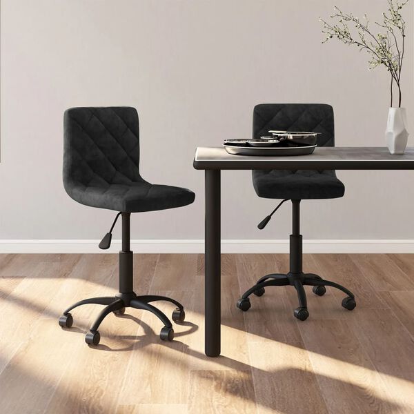 vidaXL Chaises pivotantes &agrave; manger lot de 2 Noir Velours