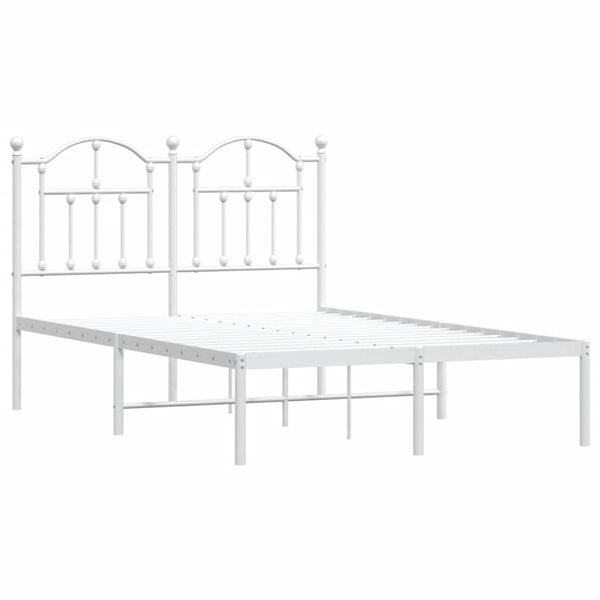 vidaXL Cadre de lit m&eacute;tal sans matelas et t&ecirc;te de lit blanc 120x190 cm