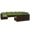 vidaXL Salon de jardin 9 pcs avec coussins r&eacute;sine tress&eacute;e marron