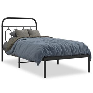 vidaXL Cadre de lit m&eacute;tal sans matelas avec t&ecirc;te de lit noir 80x200 cm