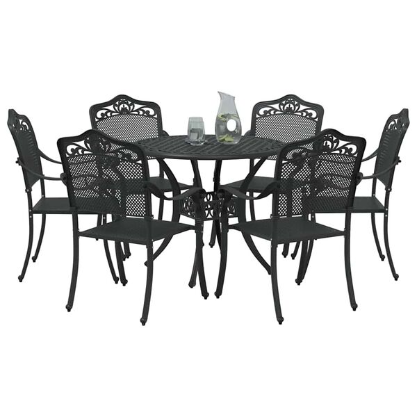 vidaXL Ensemble de salle &agrave; manger pour jardin 7 pcs Noir Aluminium