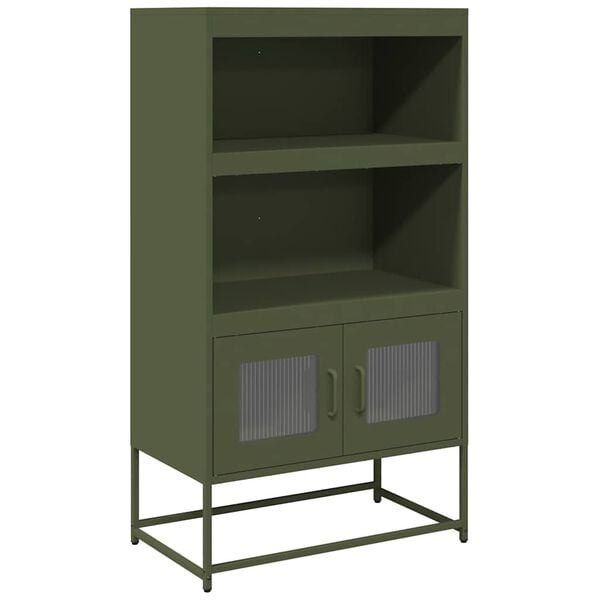 vidaXL Buffet haut vert olive 68x39x123 cm acier