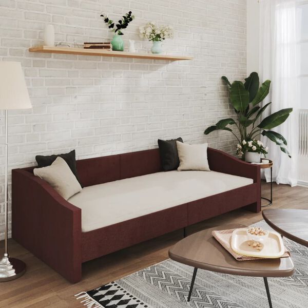 vidaXL Lit avec matelas et &eacute;clairage USB Violet Tissu 90x200 cm