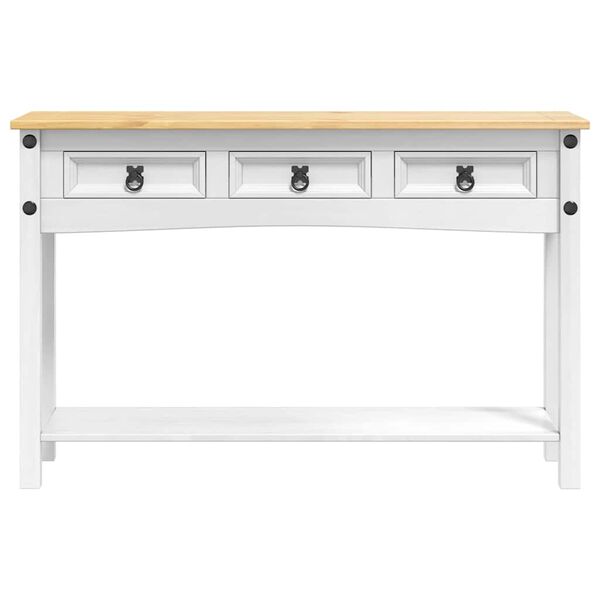 vidaXL Table d'appoint avec tiroir Blanc 114 x 34,5 x 73 cm Pin massif