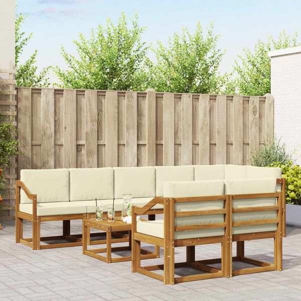 vidaXL Ensemble de canap&eacute;s d'ext&eacute;rieur 9 pcs Naturel et Cr&egrave;me