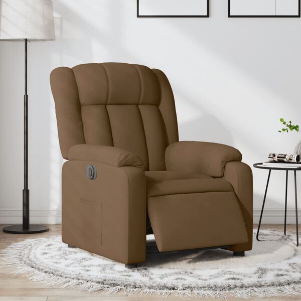 vidaXL Fauteuil inclinable &eacute;lectrique Marron Tissu