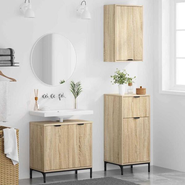 vidaXL Ensemble de mobilier de salle de bain 3 pcs Ch&ecirc;ne sonoma