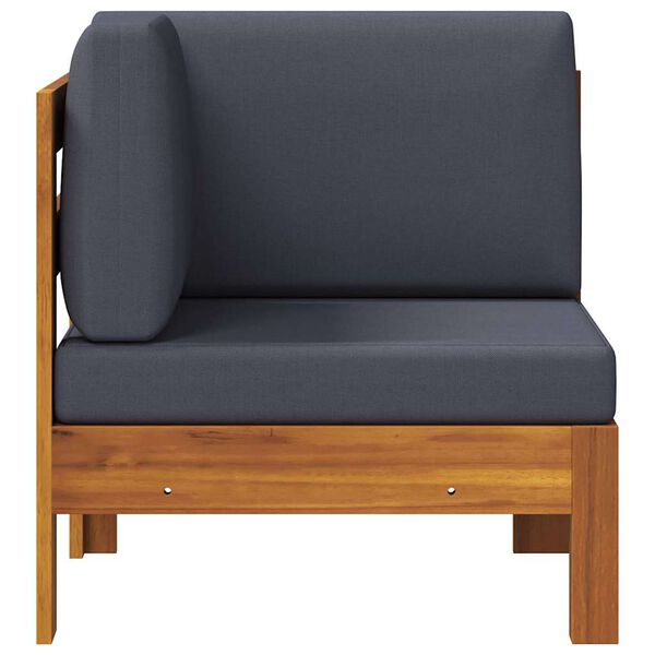 vidaXL Canapé d'angle avec coussins gris foncé Bois d'acacia solide
