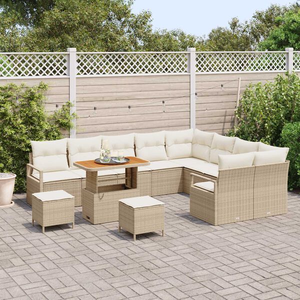 vidaXL Ensemble de canapé de jardin 12 pcs Beige Poly rotin