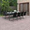vidaXL Mobilier de salle &agrave; manger d'ext&eacute;rieur 9 pcs Acier