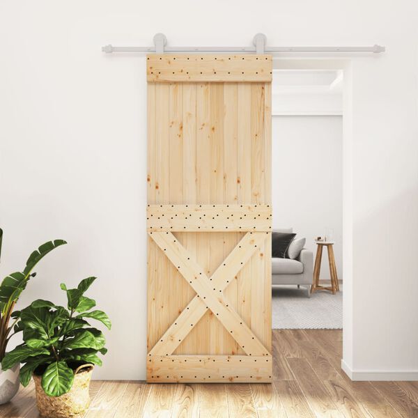 vidaXL Porte coulissante et kit de quincaillerie 80x210 cm pin massif