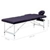 vidaXL Table de massage pliable 3 zones Aluminium Violet