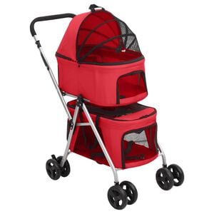 vidaXL Poussette pour chien pliante &agrave; 2 niveaux Rouge 83x48x97 cm