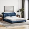 vidaXL Cadre de lit avec LED sans matelas Hvar bleu 160x200 cm tissu