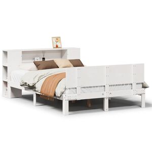 vidaXL Lit biblioth&egrave;que sans matelas blanc 135x190 cm bois pin massif