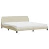vidaXL Lit avec matelas Dover cr&egrave;me 200x200 cm tissu