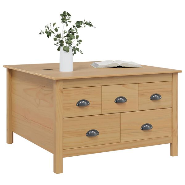 vidaXL Table basse Marron miel 79,5 x 79,5 x 49 cm Bois de Pin Massif