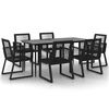 vidaXL Ensemble &agrave; manger de jardin 7 pcs Noir Rotin PVC