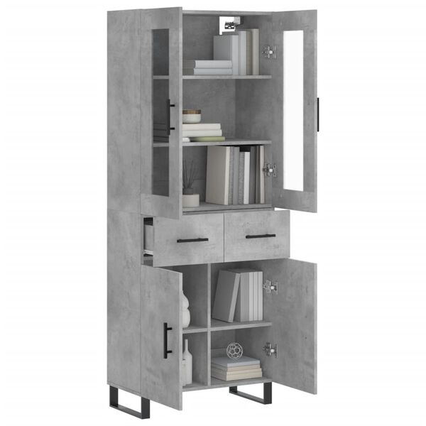 vidaXL Buffet haut Gris b&eacute;ton 69,5x34x180 cm Bois d'ing&eacute;nierie