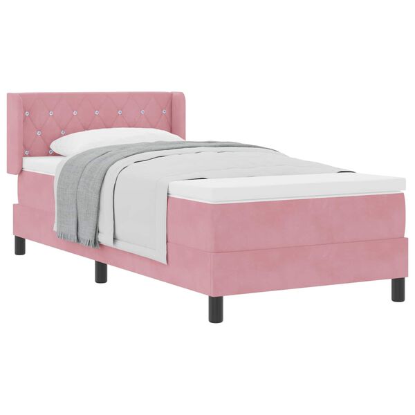 vidaXL Lit &agrave; ressorts avec matelas Rose 200 x 90 cm Velours