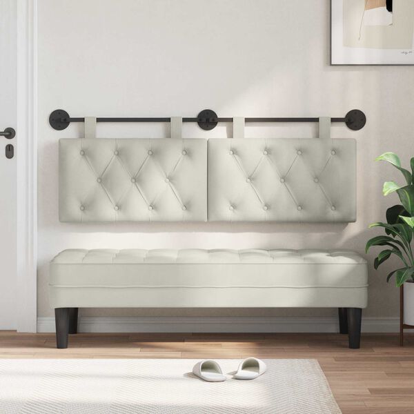 vidaXL T&ecirc;te de lit suspendue Cr&egrave;me 130 x 55 x 7 cm Velours