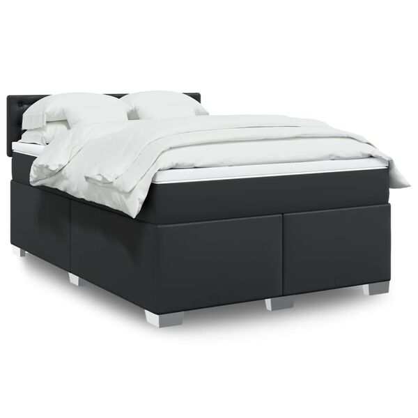 vidaXL Sommier à lattes de lit avec matelas Noir 140x190 cm Similicuir