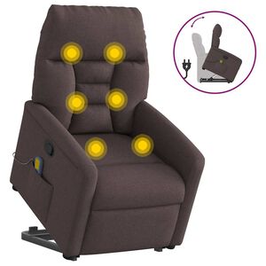 vidaXL Fauteuil inclinable de massage Marron fonc&eacute; Tissu