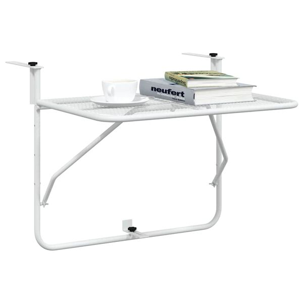 vidaXL Table de balcon Blanc 60x40 cm Acier