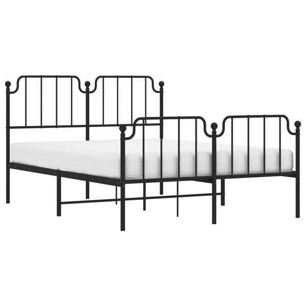vidaXL Cadre de lit m&eacute;tal sans matelas avec pied de lit noir 140x200cm