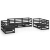 vidaXL Salon de jardin 7 pcs noir bois de pin massif