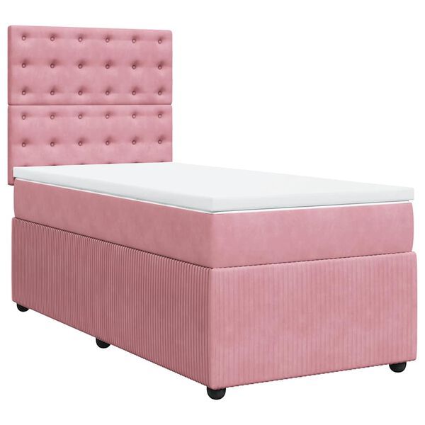 vidaXL Sommier &agrave; lattes de lit avec matelas Rose 90x190 cm Velours