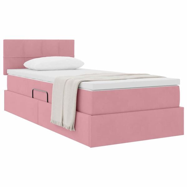 vidaXL Lit de Rangement avec matelas Rose 90 x 200 cm Velours