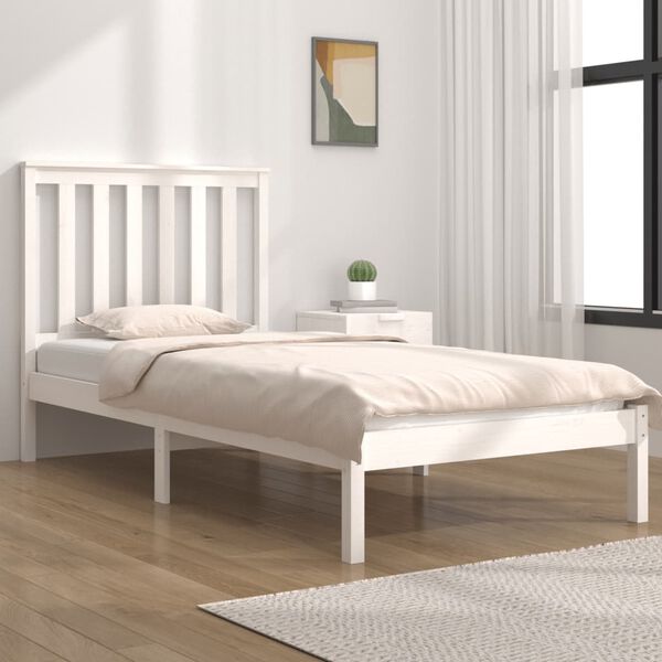 vidaXL Cadre de lit sans matelas blanc bois massif