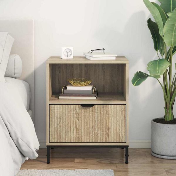 vidaXL Cabinet de chevet avec tiroir Ch&ecirc;ne sonoma 49 x 36 x 61 cm