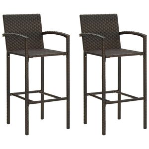 vidaXL Tabourets de bar lot de 2 marron r&eacute;sine tress&eacute;e
