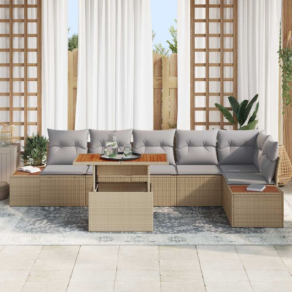 vidaXL Ensemble de salle &agrave; manger pour jardin 7 pcs Beige et gris