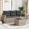 vidaXL Salon de jardin 4 pcs avec coussins gris clair r&eacute;sine tress&eacute;e