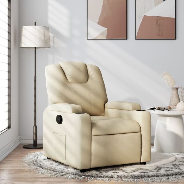 vidaXL Fauteuil inclinable Cr&egrave;me Tissu
