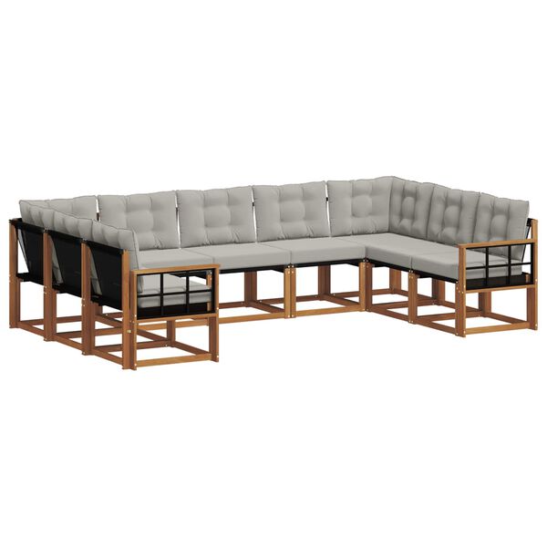 vidaXL Ensemble de canap&eacute;s d'ext&eacute;rieur 9 pcs Gris Naturel et Clair