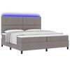 vidaXL Lit &agrave; ressorts avec matelas avec LED Taupe 200 x 200 cm tissu