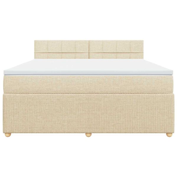 vidaXL Sommier &agrave; lattes de lit avec matelas Cr&egrave;me 180x200 cm Tissu