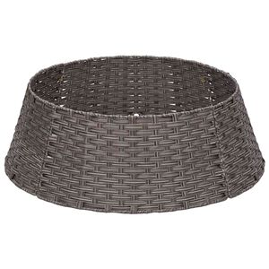 vidaXL Collier de sapin de No&euml;l Rond Gris Diam. 45 x 22 cm polyrotin