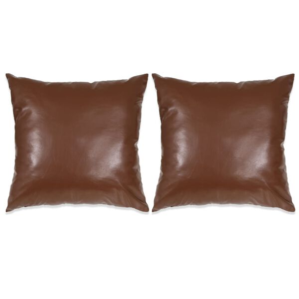 vidaXL Jeu de coussin 2 pcs PU 60 x 60 cm Marron