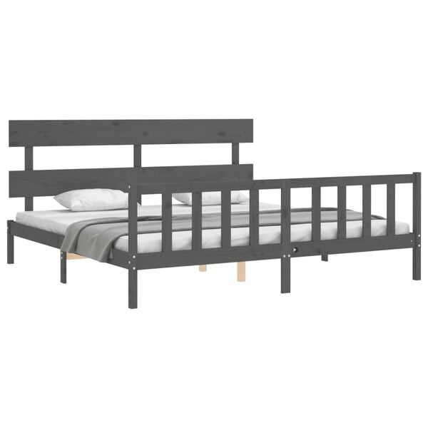 vidaXL Cadre de lit sans matelas gris 200x200 cm bois massif de pin